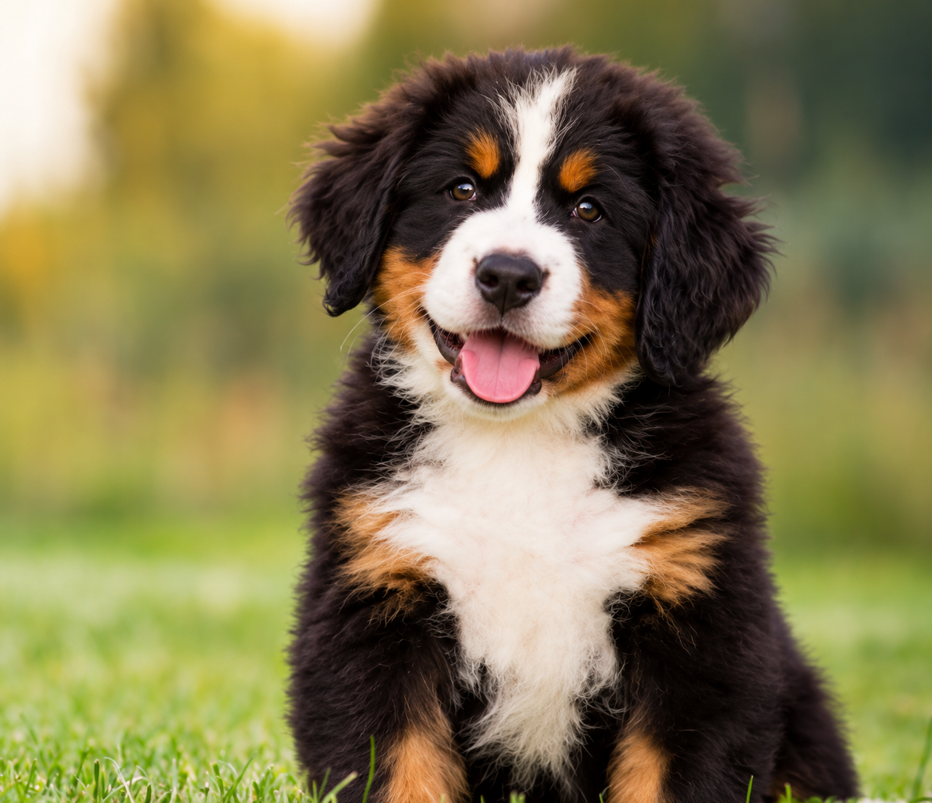 A happy Bernese Mountain Dog puppy.